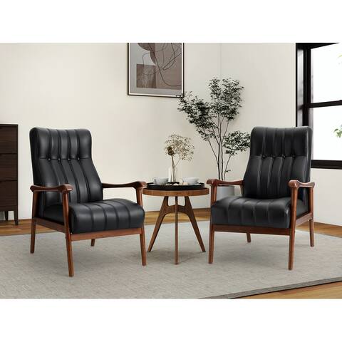 Olinto Wood Upholstery Armchair with Solid Wood Legs Set of 2 by HULALA HOME