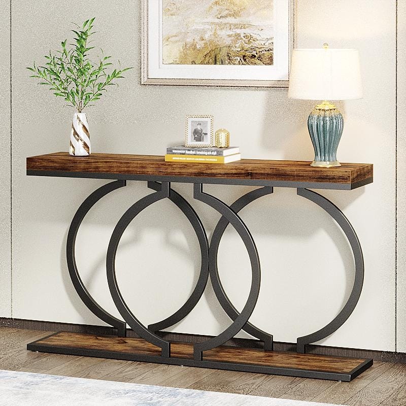 55 inch Gold Console Table, Faux Marble Entryway Table Narrow Long Sofa Table, Modern Accent Table for Living Room