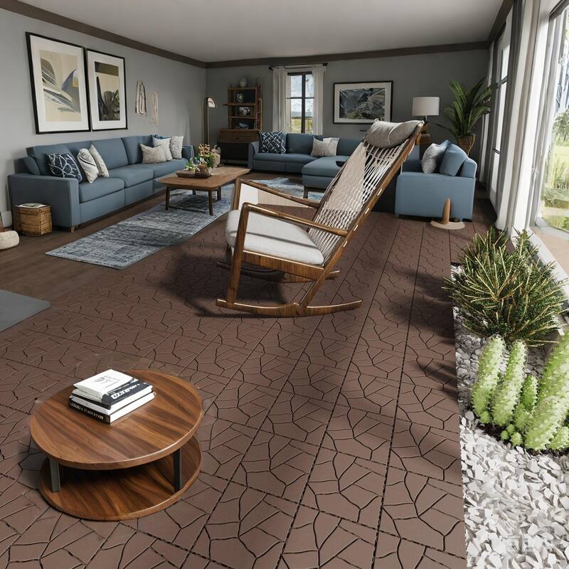 44 Pieces Interlocking Wood-Plastic Deck Tiles 11.8"x11.8" for Patio Balcony and Outdoor Flooring