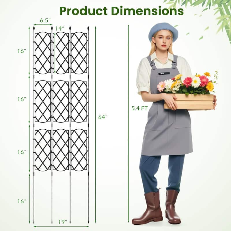 1/2 PCS Garden Trellis Outdoor Plant Support Frame w/Adjustable Shapes