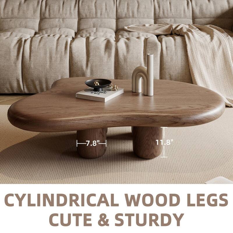 Babajide 48.4inch Cloud Shape Brown 3 leg Coffee Table, Solid Wood ...