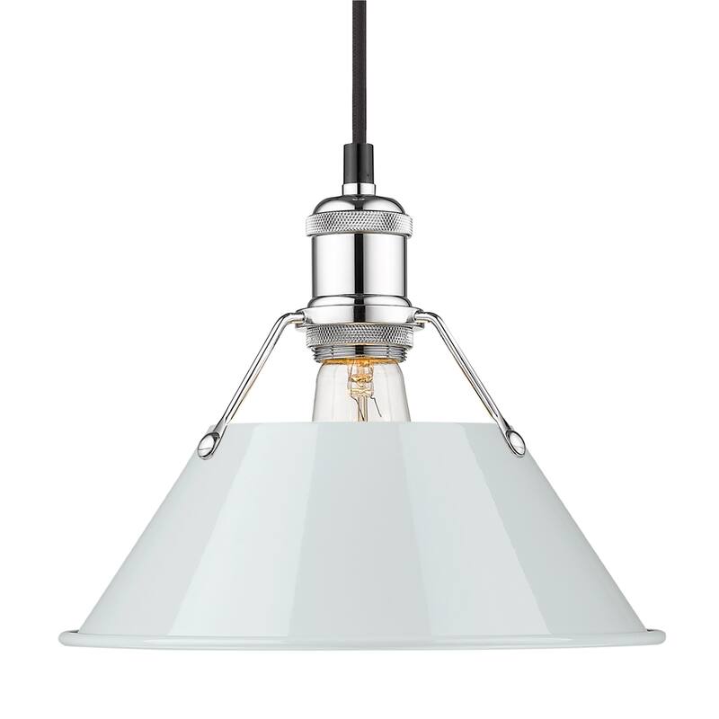 Yep by Golden Lighting Orwell 1-light 10in Pendant in Chrome and Dusky Blue shade - Silver