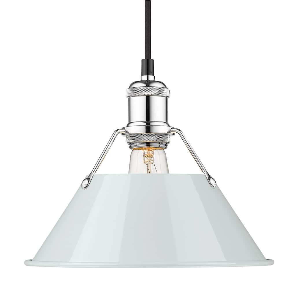 Yep by Golden Lighting Orwell 1-light 10in Pendant in Chrome and Dusky Blue shade - Silver