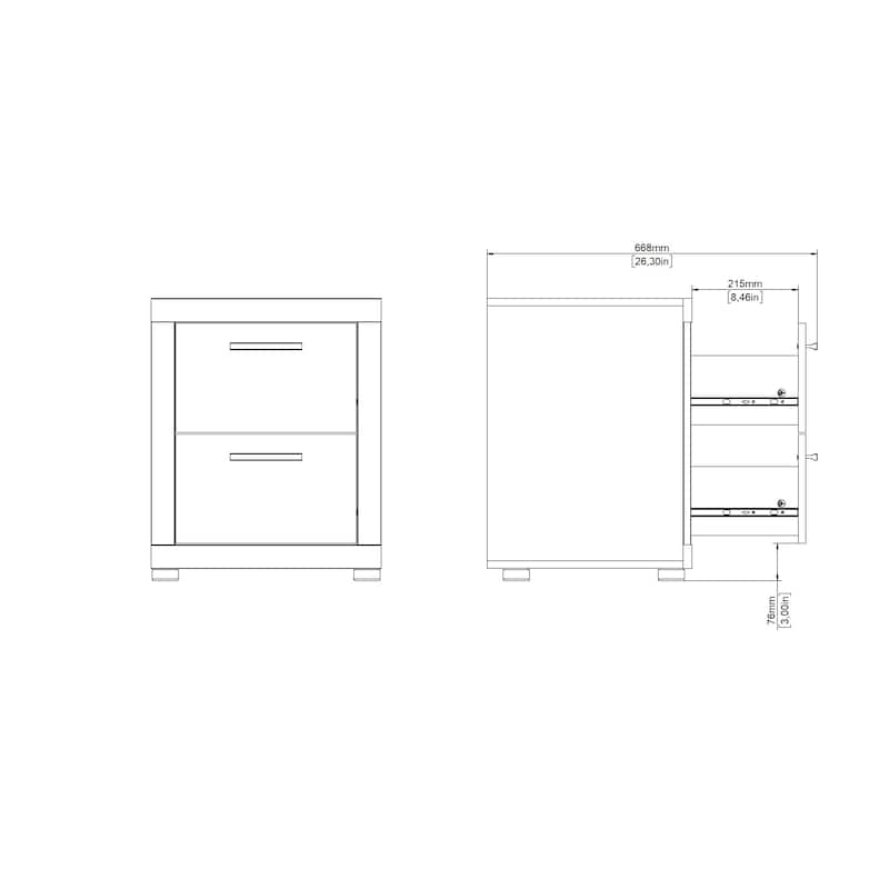 Porch & Den Mira 2 Drawer Nightstand - Set of 2, Jackson Hickory