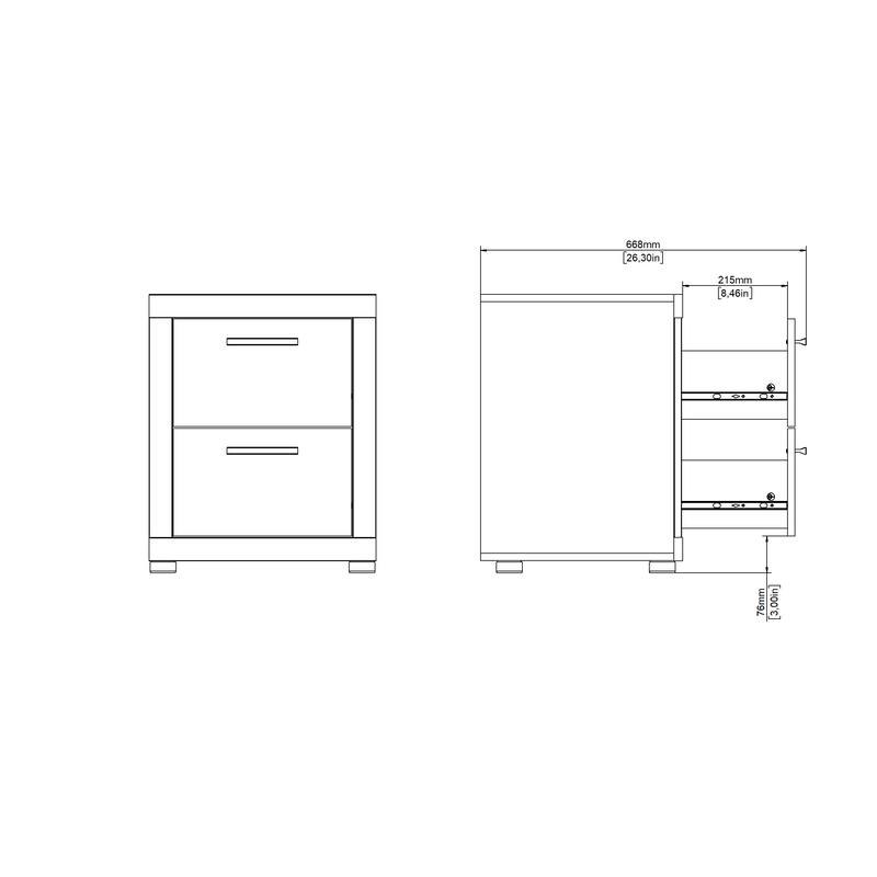 Porch & Den Mira 2 Drawer Nightstand, Jackson Hickory