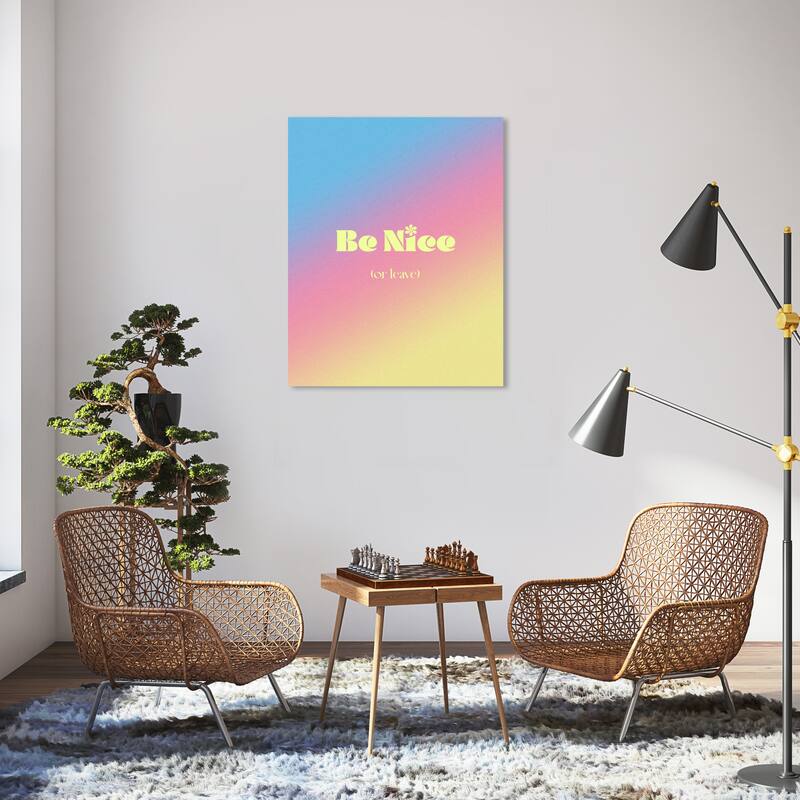 Wynwood Studio Canvas Typography and Quotes Be Nice or Leave Green Tropical Wall Art Canvas Print - 30 x 36