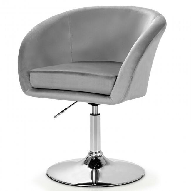360 Degree Swivel Makeup Stool Accent Chair with Round Back and Metal Base - 24" x 20.5" x 28.5"-34"
