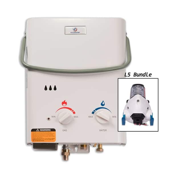 Shop Eccotemp L5 P 1 5 Gallon 11 Kilowatt Portable Liquid Propane Tankless Water Heater With 37 500 Maximum Btu Input And Flojet Overstock 22918007
