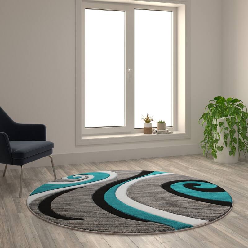 Modern High-Low Sculpted Swirl Design Abstract Area Rug