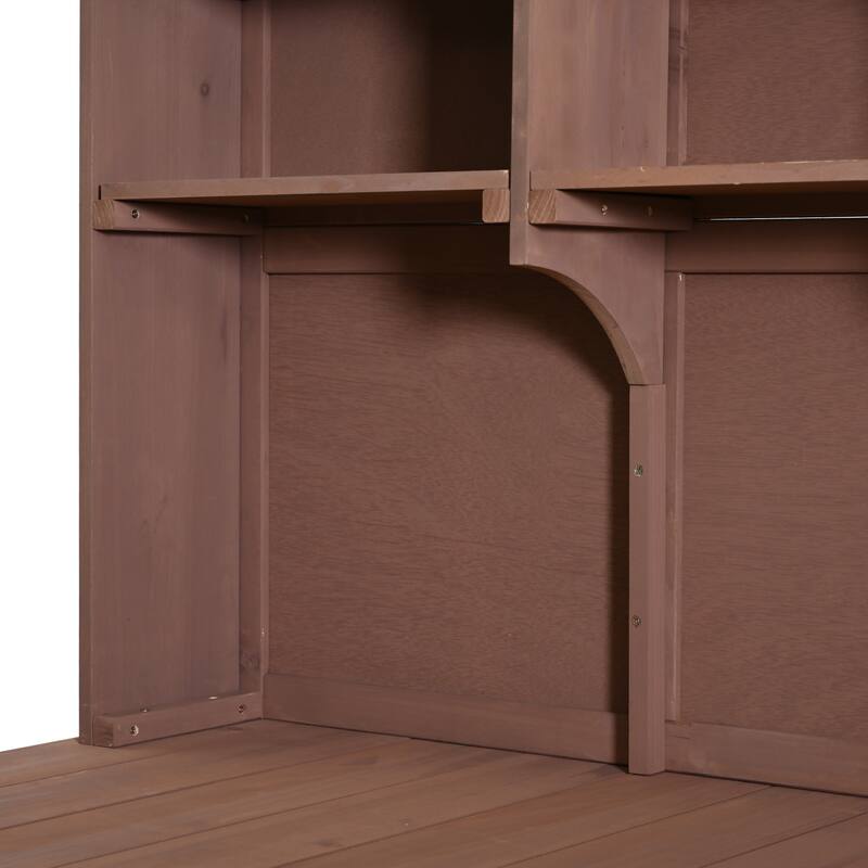 Roomfitters Outdoor Garden Potting Bench with Storage Hutch, Potting Table with Drawers and Cabinets, Shelves