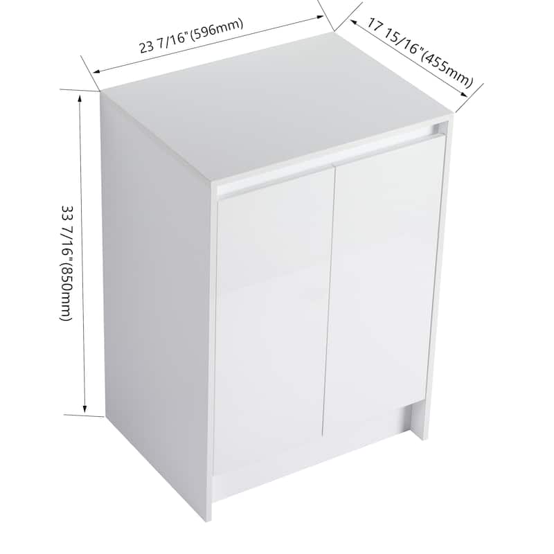 Freestanding Bathroom Vanity with Resin Sink - Glossy White