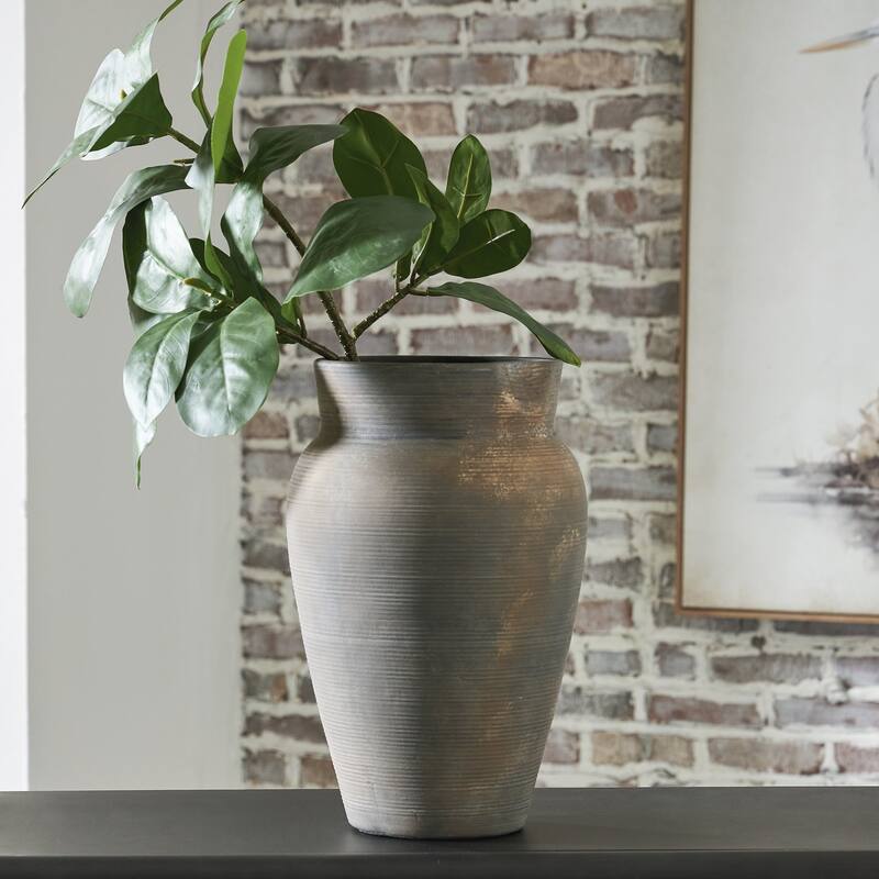 Signature Design by Ashley Brickmen Gray/Tan Vase - 9.8" W x 9.8" D x 15" H