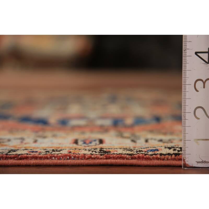 Orange Heriz Serapi Vegetable Dye Accent Rug Handmade Wool Carpet - 3'2"x 4'8"