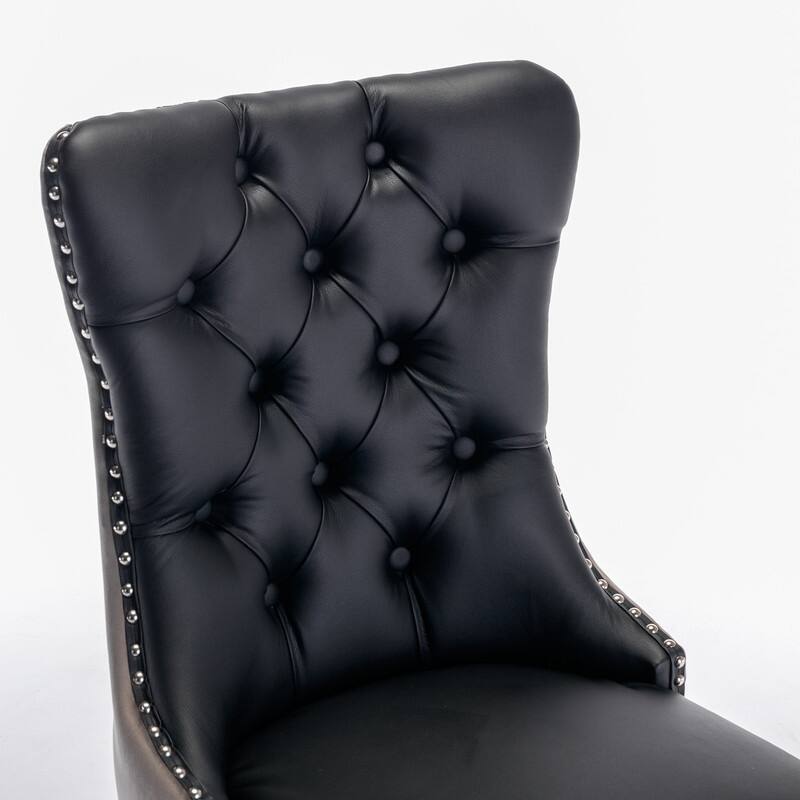 Modern Tufted Dining Chairs,Faux Leather Velvet Dining Chairs Set of 2,Upholstered Dining Room Chairs - N/A