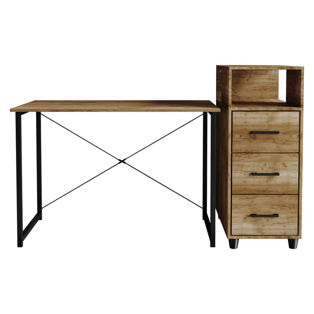 CraftPorch Shabby Chic Writing Desk with Side Cabinet