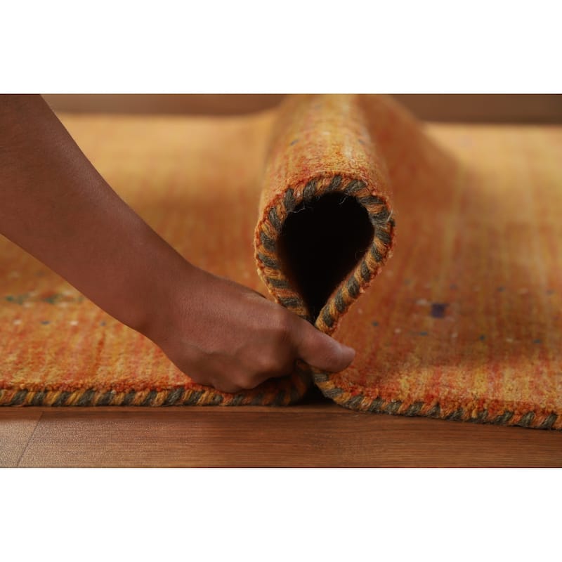 Hand Knotted Oriental 100% Wool Carpet Tribal Tribal Oranges & Rust Gabbeh Area Rug - 7' 8'' X 4' 11''