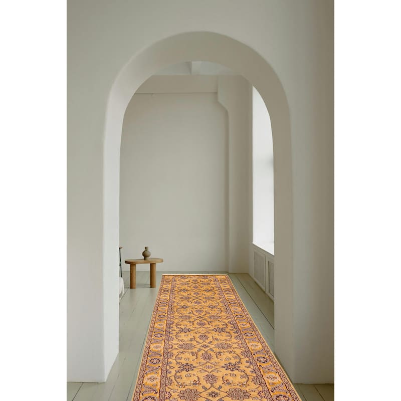 ECARPETGALLERY Hand-knotted Finest Agra Jaipur Light Gold Wool Rug - 2'6 x 9'8