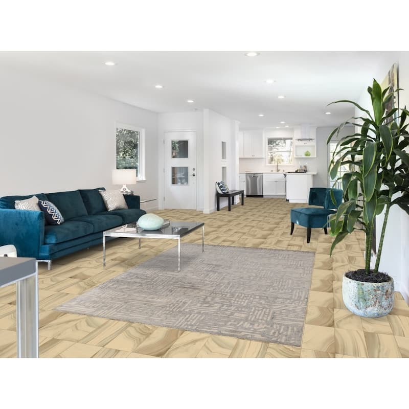 Modern Indian Area Rug Hand-Tufted Wool Carpet - 5'3" x 7'7"