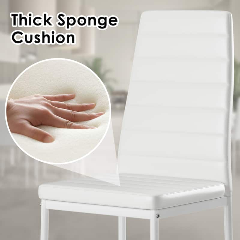 Set of 2 PU Leather Dining Chairs for Kitchen, Modern Side Chairs with Sturdy Metal Frame