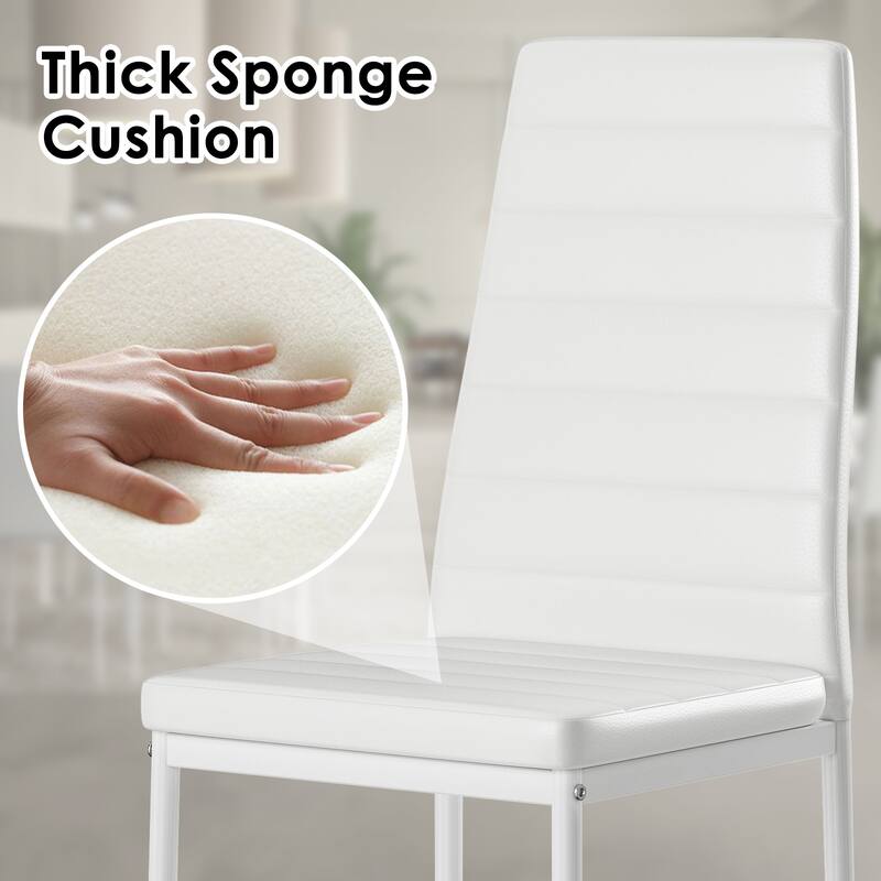 Set of 4 PU Leather Dining Chairs for Kitchen, Modern Side Chairs with Sturdy Metal Frame