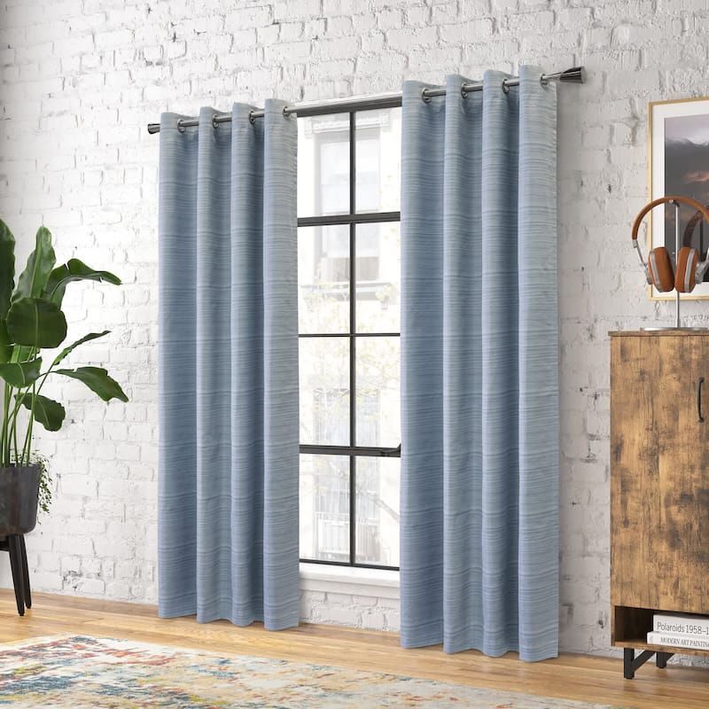Thermaplus Solstice Total Blackout Grommet Top Contemporary Curtain - 52" x 95" - Navy