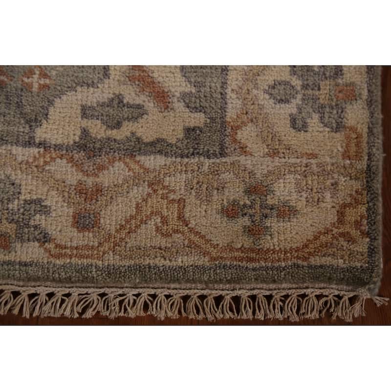 All-Over Oushak Indian Runner Rug Hand-Knotted Wool Carpet - 2'7"x 10'0"