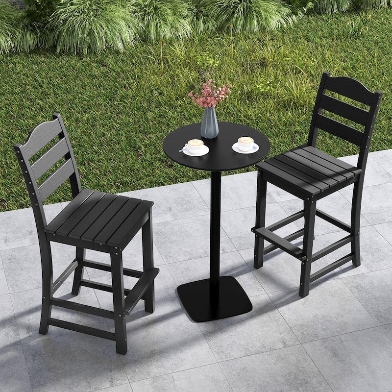 Outdoor 30 Inch Bar Stool HDPE with Backrest and Footrest - 24" x 18" x 48"