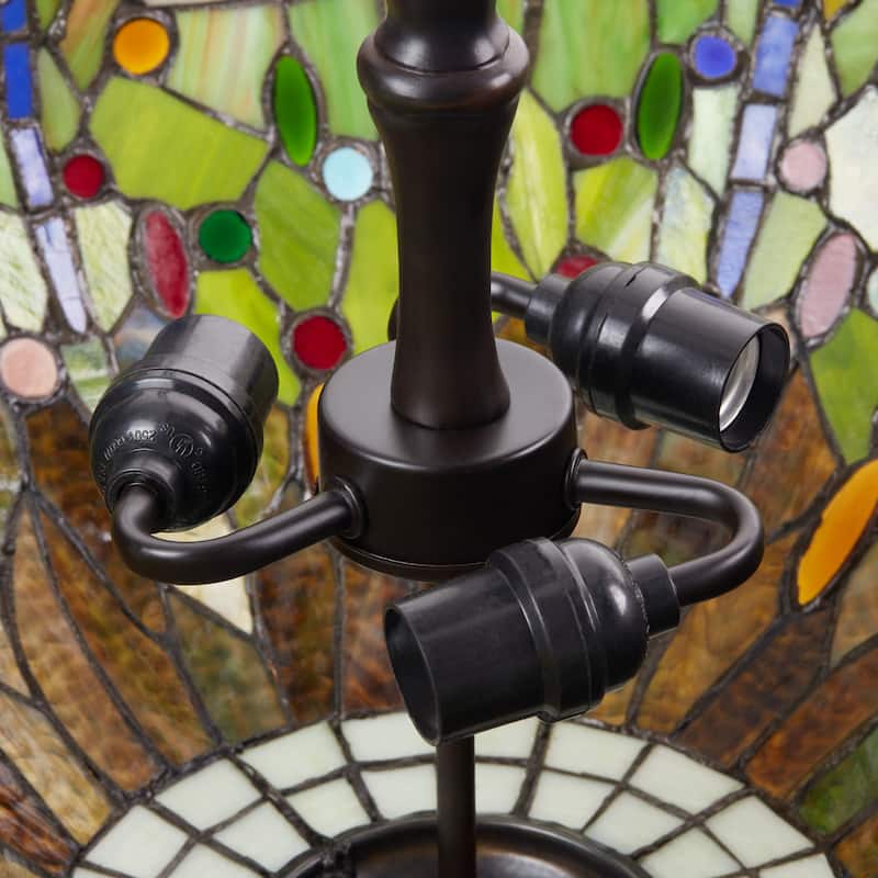 Evelyn River of Goods Multicolor Stained Glass 19.25-Inch Pendant Light with Adjustable Hanging Cord - 19.25" x 19.25" x 25.5"