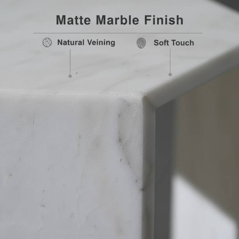 Roomfitters Luxury Natural Marble Hexagon Side Table, Solid Stone Geometric Pedestal End Table, Polished Finish