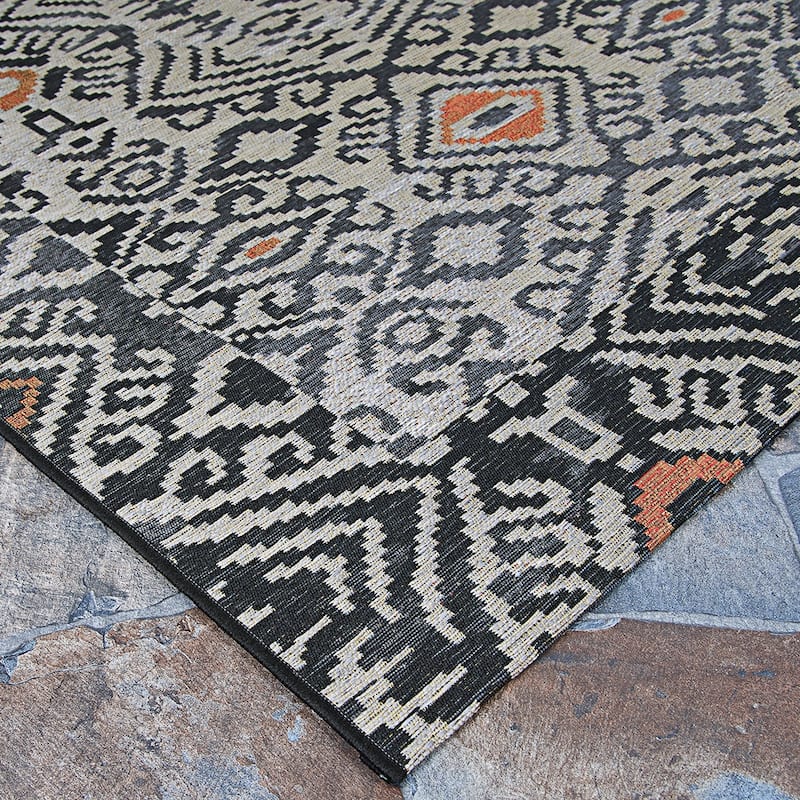 Dream Decor Rugs Gelato Sandawe Black Dark Gray Outdoor Area Rug
