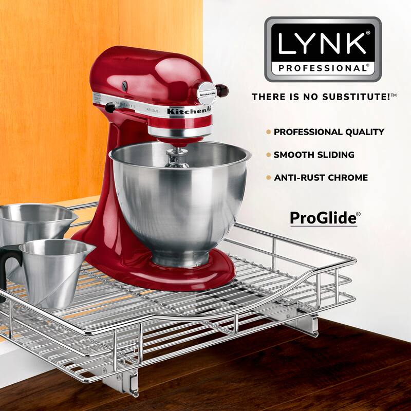 LYNK PROFESSIONAL® Pull Out Cabinet Organizer, 20"W x 21"D - Slide Out Drawers for Kitchen Cabinets - Chrome