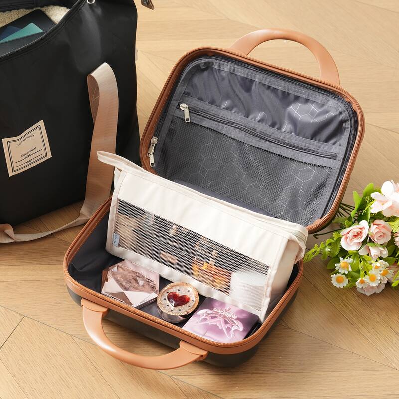 4-Piece, Modern Hard-Shell Luggage, Lightweight Luggage with Spinner Wheels, for Boarding Travel, Black