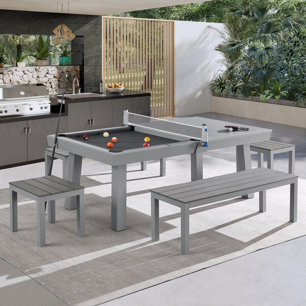 Laguna Indoor/Outdoor 7ft Slate Pool Table 6-Seater Dining Set