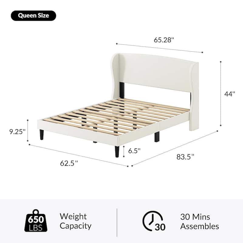 Gerald Traditional Upholstered Wingback Platform Bed By HULALA HOME