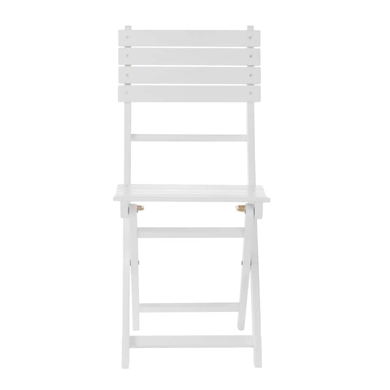 Cami Outdoor Foldable Dining Chair Set of 2, Slatted, X Legs, White