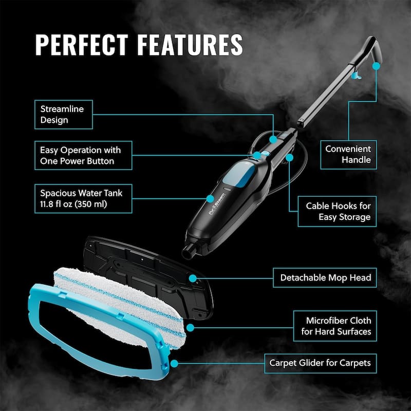 PurSteam Professional Steam Mop, Multi-Surface Floor Cleaner for Hardwood, Fast Heating, Lightweight & Chemical-Free Cleaning