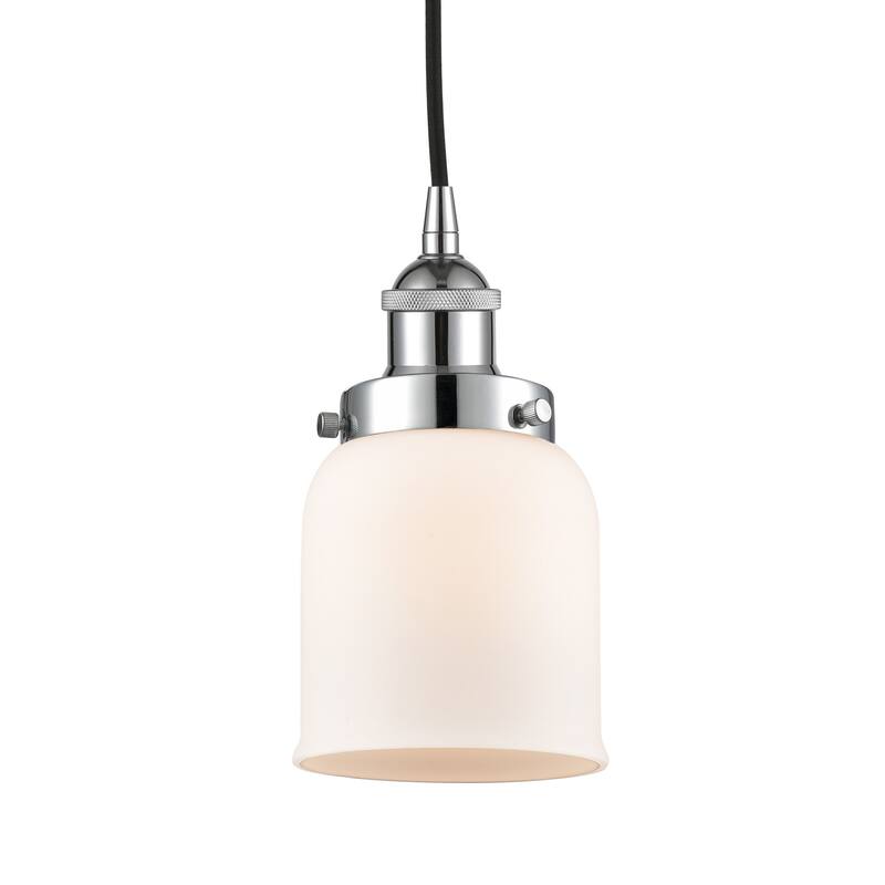 Innovations Lighting 616-1PH-10-5 Bell Pendant Bell 5" Wide Mini - Polished Chrome / Matte White