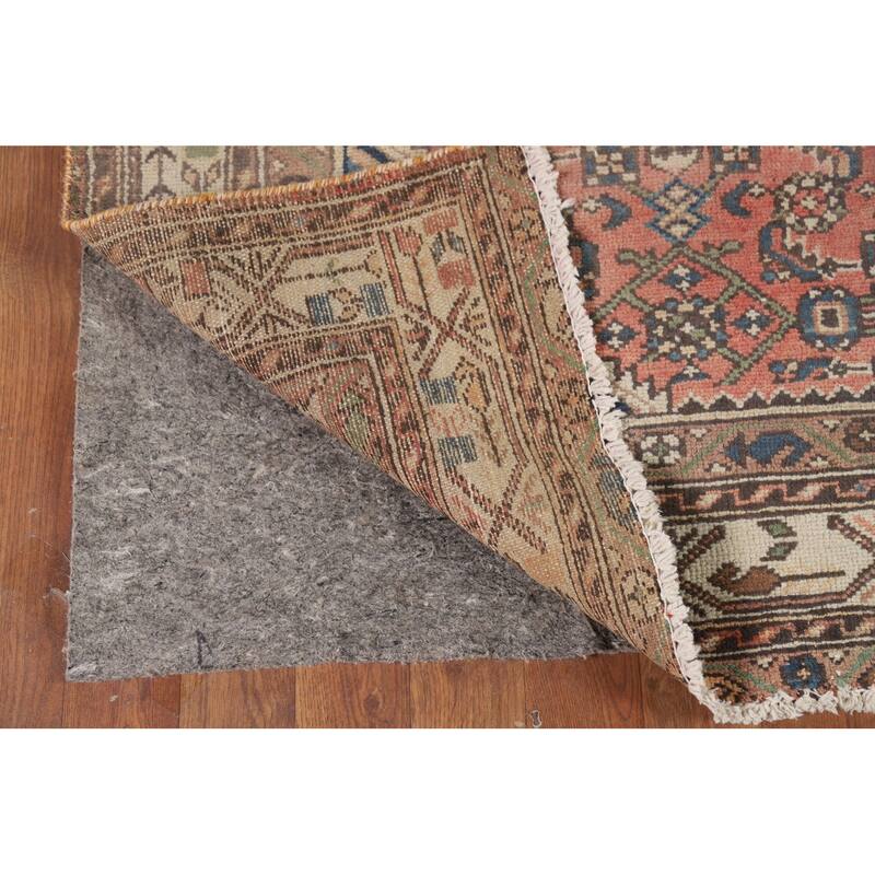 Pink Geometric Hamedan Persian Vintage Area Rug Handmade Wool Carpet - 4'8" x 6'10"