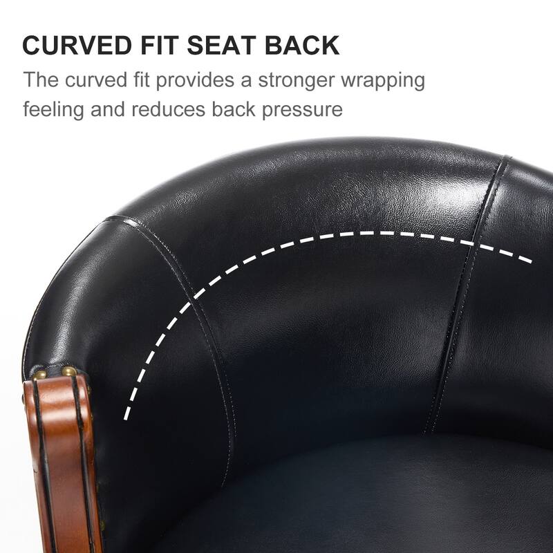 Cow top Leather Wooden Bar Stools, 360 Degree Swivel Bar Chair with Backs, Bar height Couner Height Barstools (1pc)