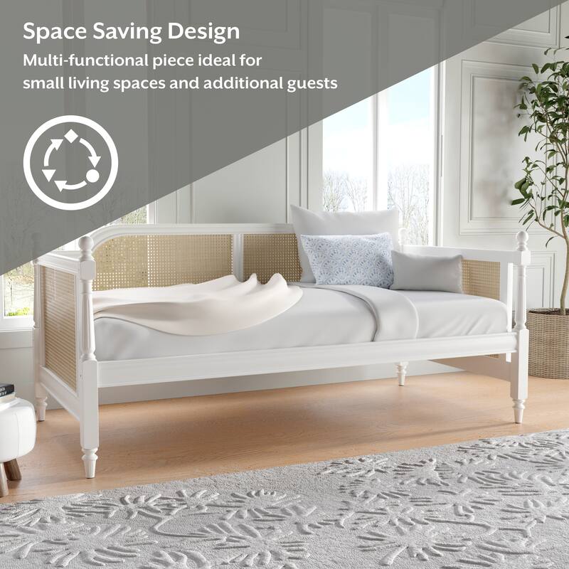 Hillsdale Furniture Melanie Wood and Cane Twin Daybed, White