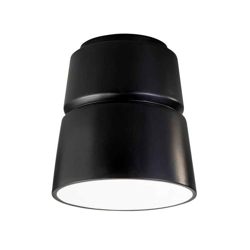 Justice Design Group Radiance Outdoor Cone Ceramic Flush-Mount Light - Incandescent - Carbon Matte Black