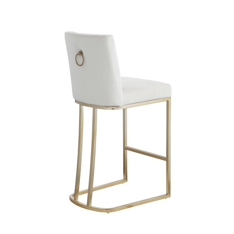 Bar Stools Set of 2 Counter Height 26" Bar Stools with Back,Gold Brushed Barstools Modern Velvet Fabric Kitchen Stools
