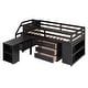 preview thumbnail 3 of 7, Espresso Wooden Loft Bed with Retractable Writing Desk and 3 Drawers, Storage Stairs and Shelves
