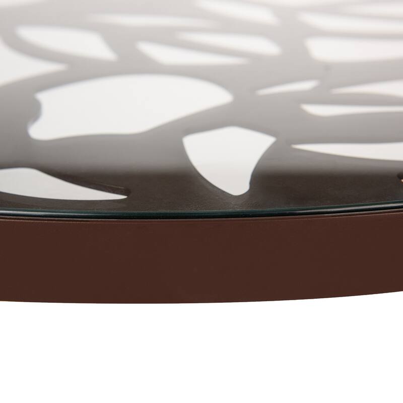 LeisureMod Devon Round Glass Top Aluminum Base Outdoor Side Table - 23 x 23