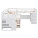 preview thumbnail 38 of 43, Twin-Twin over Full L-Shaped Bunk Bed with 3 Drawers, Portable Desk, Wardrobe, Guardrails & Solid Pine Frame, Grey