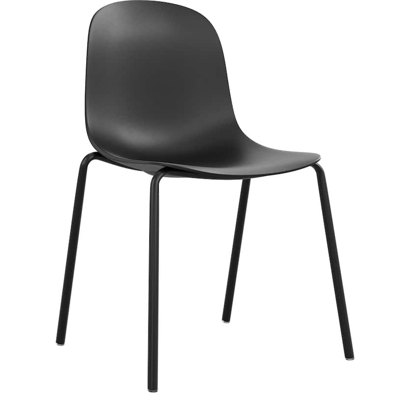 Modern Plastic Stackable Dining Chair Set of 4 with Metal Legs for Indoor or Outdoor