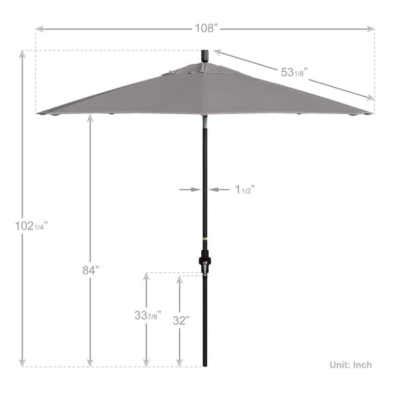 California Umbrella 9' Rd Golden State Series Patio Umbrella Bronze Aluminum Frame Crank Lift Collar Tilt Sunbrella
