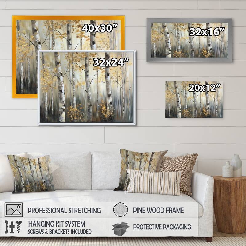 Designart "Birch Tree Forest Wonderland Ii" Tree Framed Wall Art For Living Room