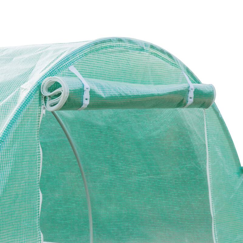 Outsunny Replacement Greenhouse Cover Tarp with 12 Windows for Ventilation & Zipper Door, Green