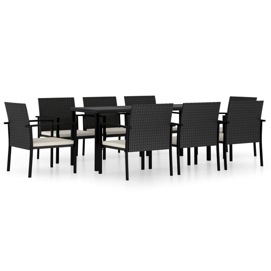 vidaXL 9 Piece Patio Dining Set Poly Rattan Black